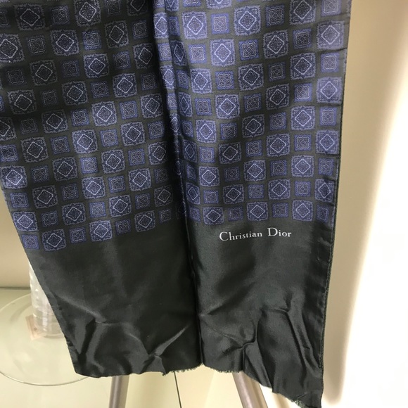 Dior Silk Wool Logo Scarf Unisex Men’s Vintage Wrap Shawl Reversible Minimalist - Picture 2 of 7